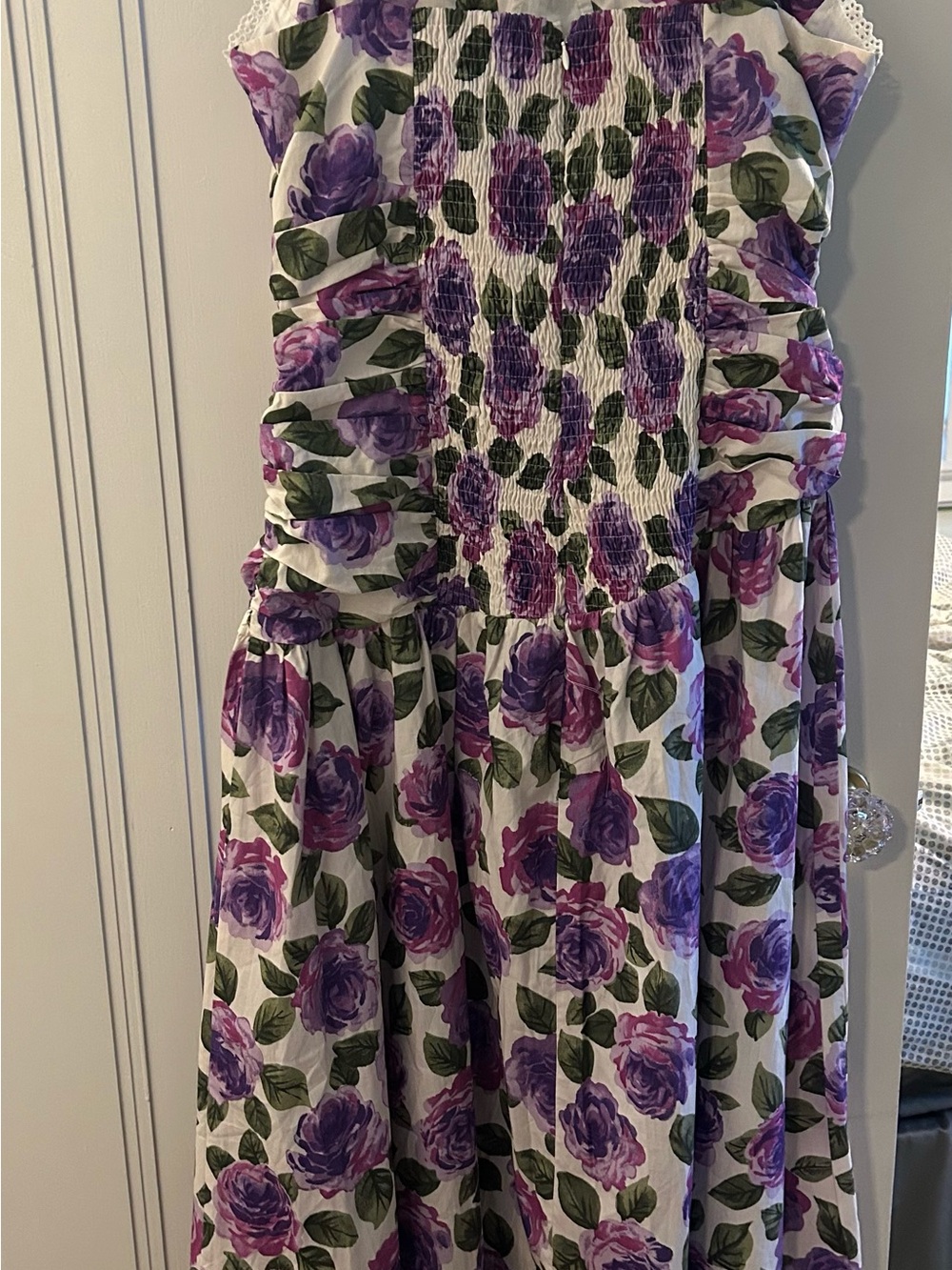 Anthropologie Maeve Purple Rose Floral Spaghetti-Strap Dress - Picture 5 of 6